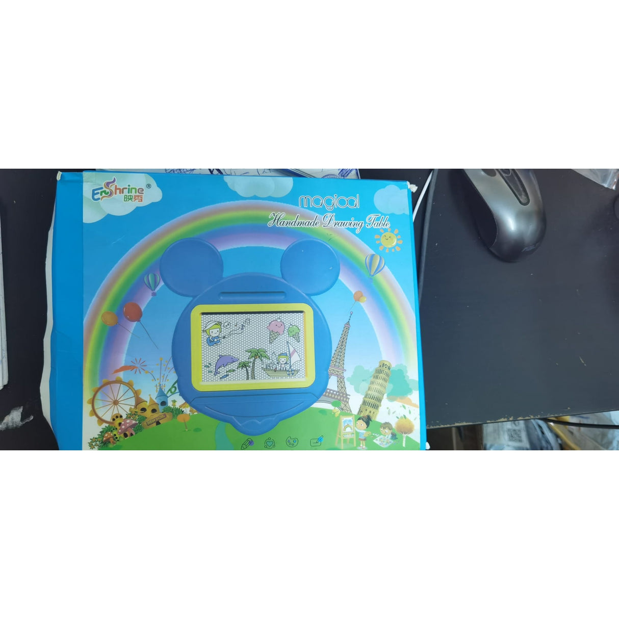 Tabla Magnetica pentru desen Vivimall, Pix, forma Soricel, dimensiuni 23x26.5 cm, Dezvolta Creativitatea, Negru, Resigilat - vivimall.ro