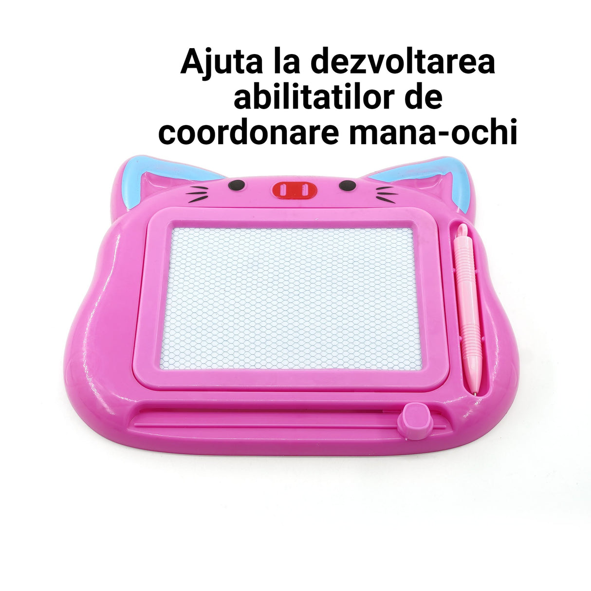 Tablita Magnetica de Scris si Desenat, Vivimall, Model Pisica, cu Creion, Dimensiuni 23.2x18.5 cm, Suprafata Desen 14.6x10.4 cm, Dezvolta Imaginatia si Creativitatea, Incurajeaza Exersarea Scrisului, Roz - vivimall.ro