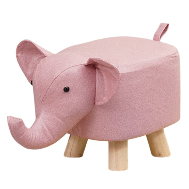 Taburet pentru Copii, Flippy, Scaun Tip Taburet, Model Elefant, din Lemn Masiv, Scaun pentru Copii, 30 x 25 x 25 cm, Roz - vivimall.ro