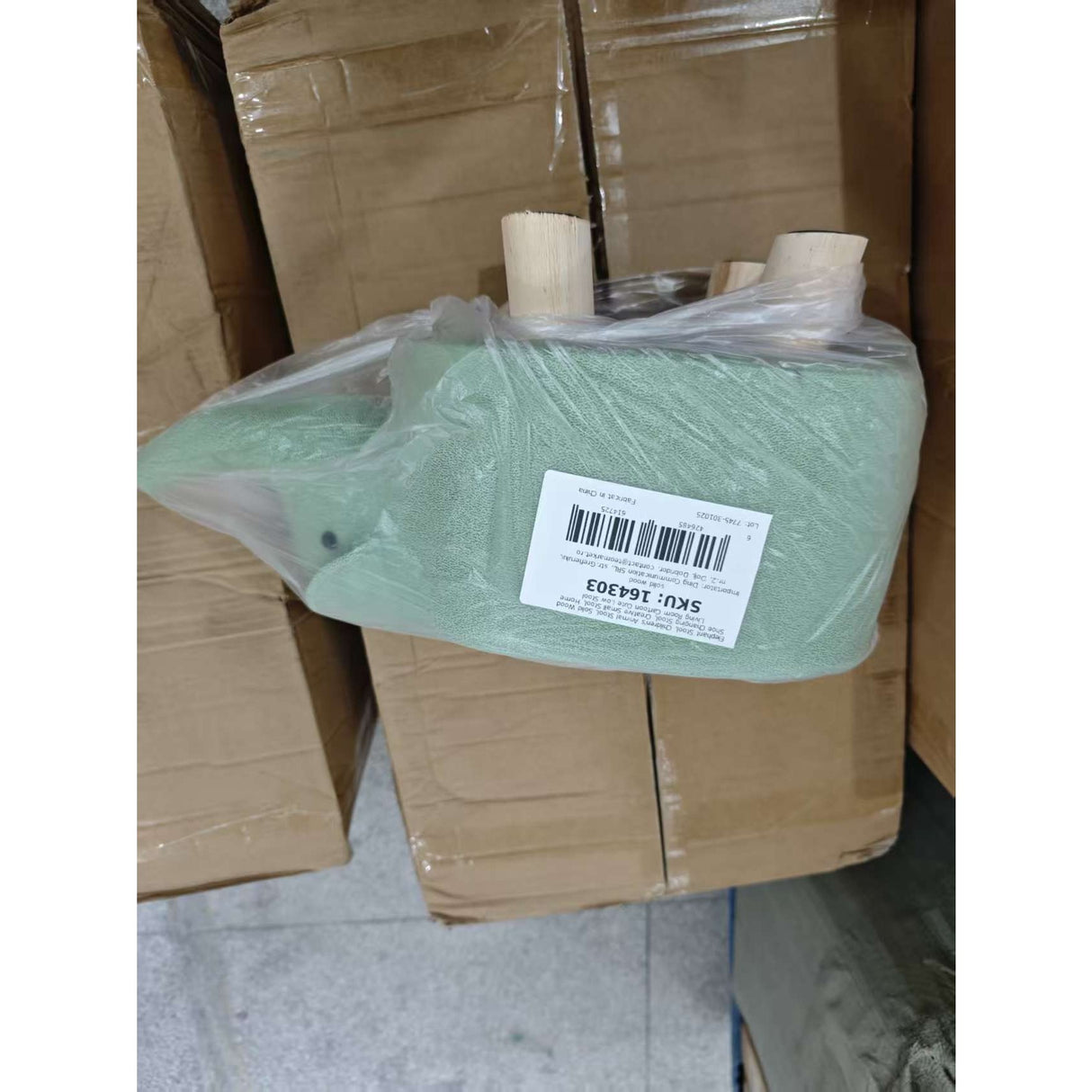 Taburet pentru Copii, Flippy, Scaun Tip Taburet, Model Elefant, din Lemn Masiv, Scaun pentru Copii, 30 x 25 x 25 cm, Verde - vivimall.ro