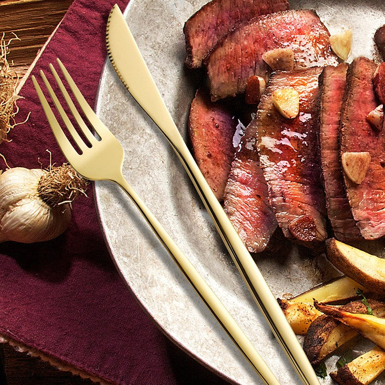 Tacamuri Portugheze, Vivimall, Set din 24 de Piese din Otel Inoxidabil, 6 Cutie, 6 Furculite, 6 Linguri de Masa, 6 Linguri pentru Ceai, Auriu - vivimall.ro