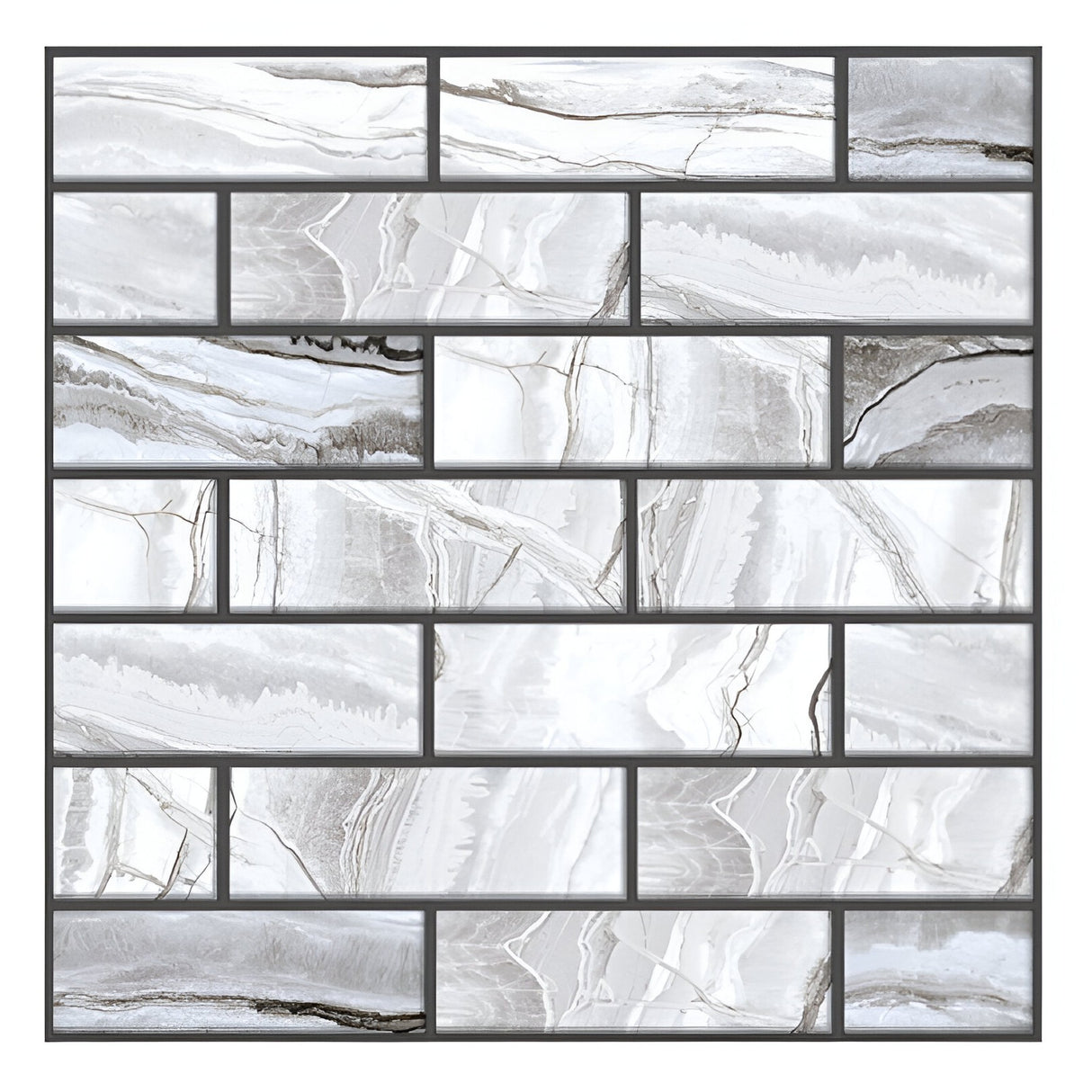 10 x Placi Tapet Autocolant 3D cu Imitatie de Marmura Dreptunghiulara, pentru Perete Bucatarie Sufragerie, Usor de Curatat, Rezistent la Apa, Autoadeziv, 30x30 cm, Gri - vivimall.ro