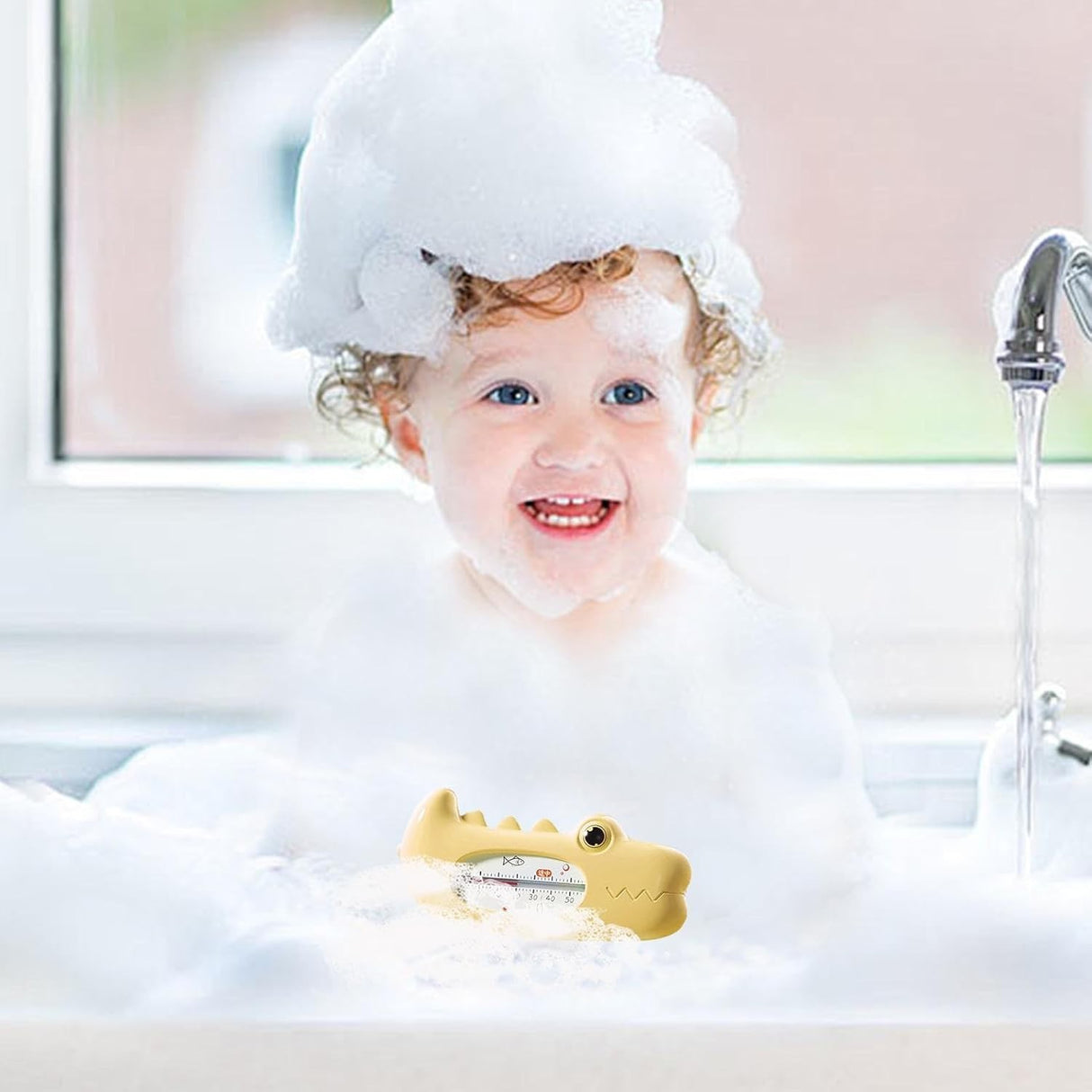 Termometru pentru Baie, Vivimall, Plutitor, Rezistent la apa, Multifunctional, Model Crocodil, 2.7x6.5x3.7 cm, Galben - vivimall.ro