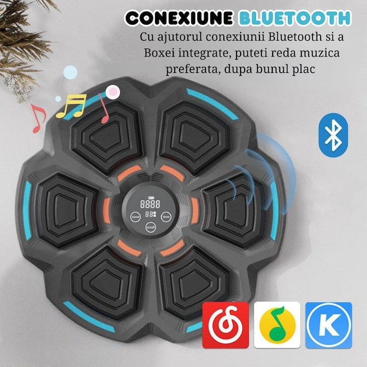 Tinta Lovituri Box Montabil pe Perete, Vivimall, Negru, Difuzor, Bluetooth, Iluminare LED, 41.5 x 6.5 x 42 cm, Manusi Incluse - vivimall.ro