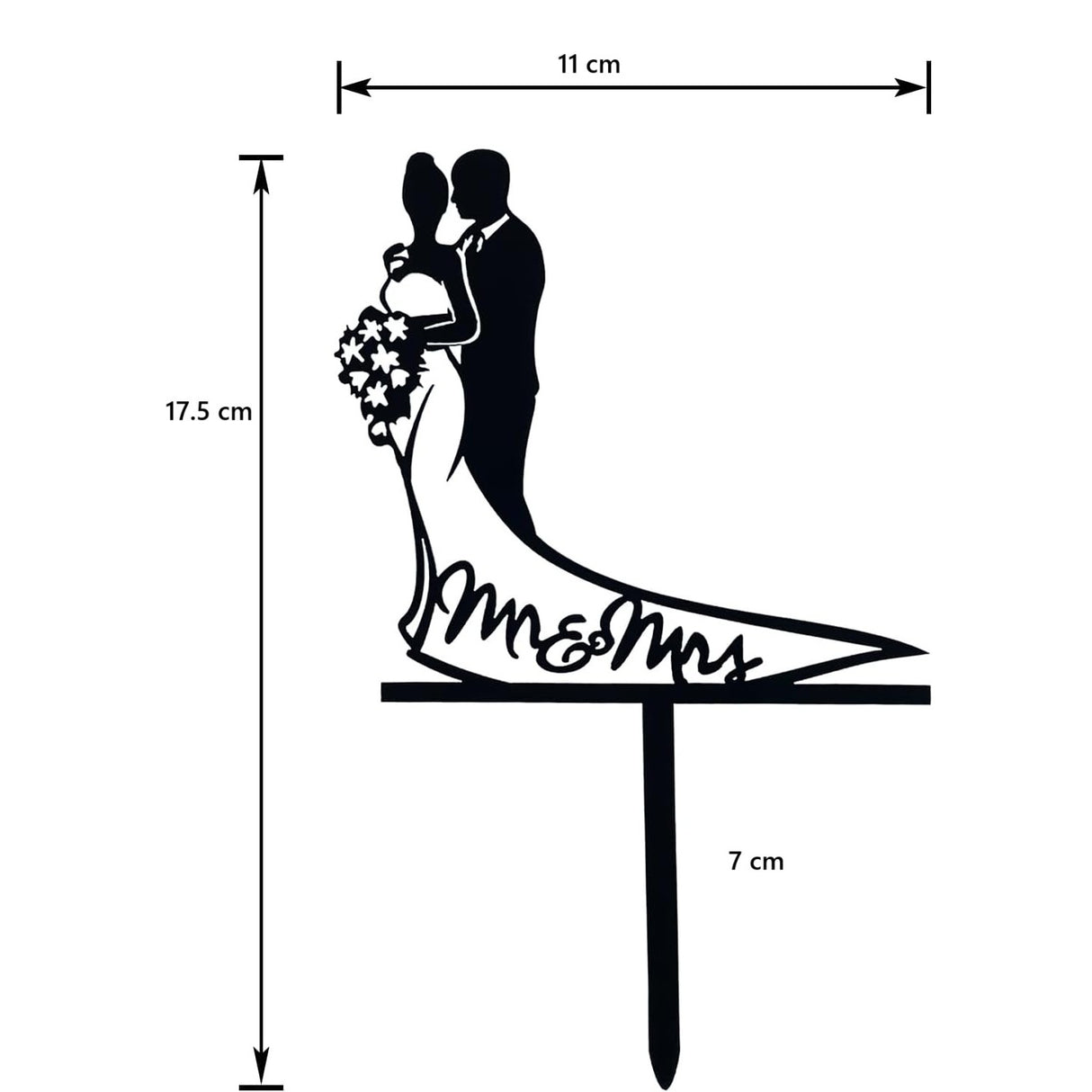 Topper Tort, Vivimall, Model 1 Mr&Mrs, 17.5 x 11 cm, Negru - vivimall.ro