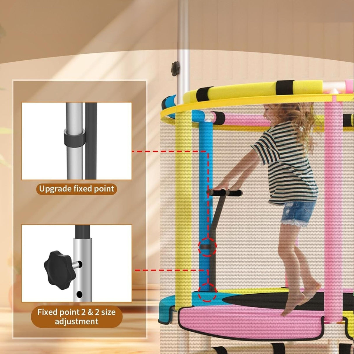 Bară de gimnastică reglabilă trampolină Flippy, susținere echilibru copii 3+ ani