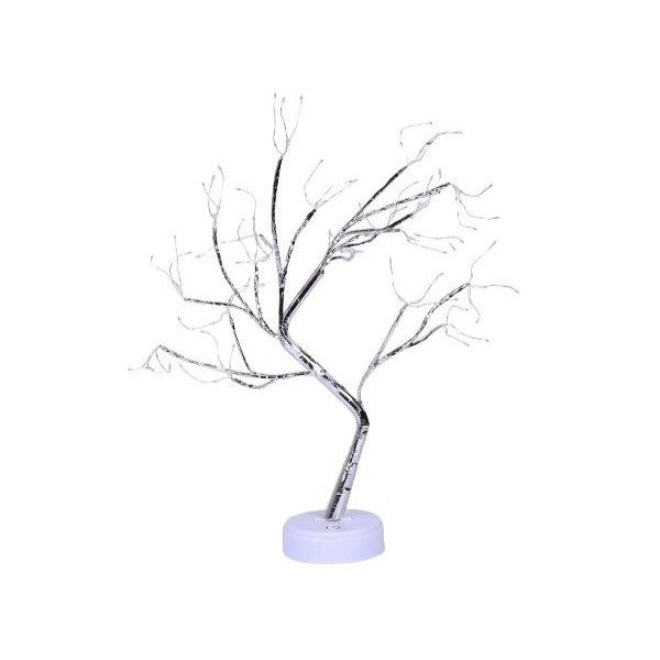 Lampa de veghe LED cu baterii si USB, Vivimall, Model Copac din cupru, Alb rece - vivimall.ro