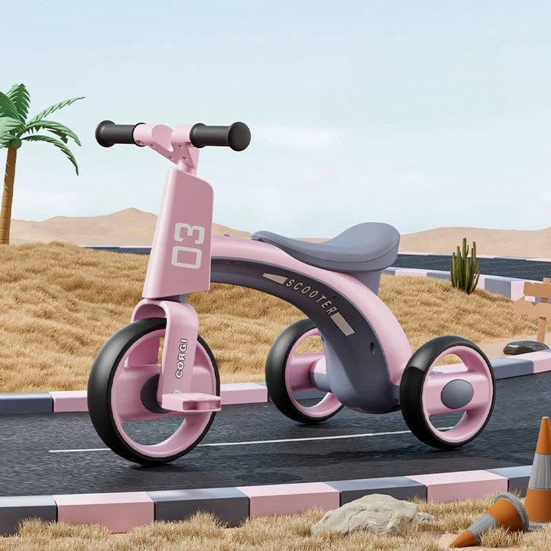 Tricicleta pentru Copii, Vivimall, Exercitiu de Echilibru, pentru 1-6 Ani, Functie de Lumini si Sunete, cu Pedale, din Plastic, Roti Gonflabile, Greutate Portanta 60 kg, 57 x 36 x 47 cm, Roz - vivimall.ro