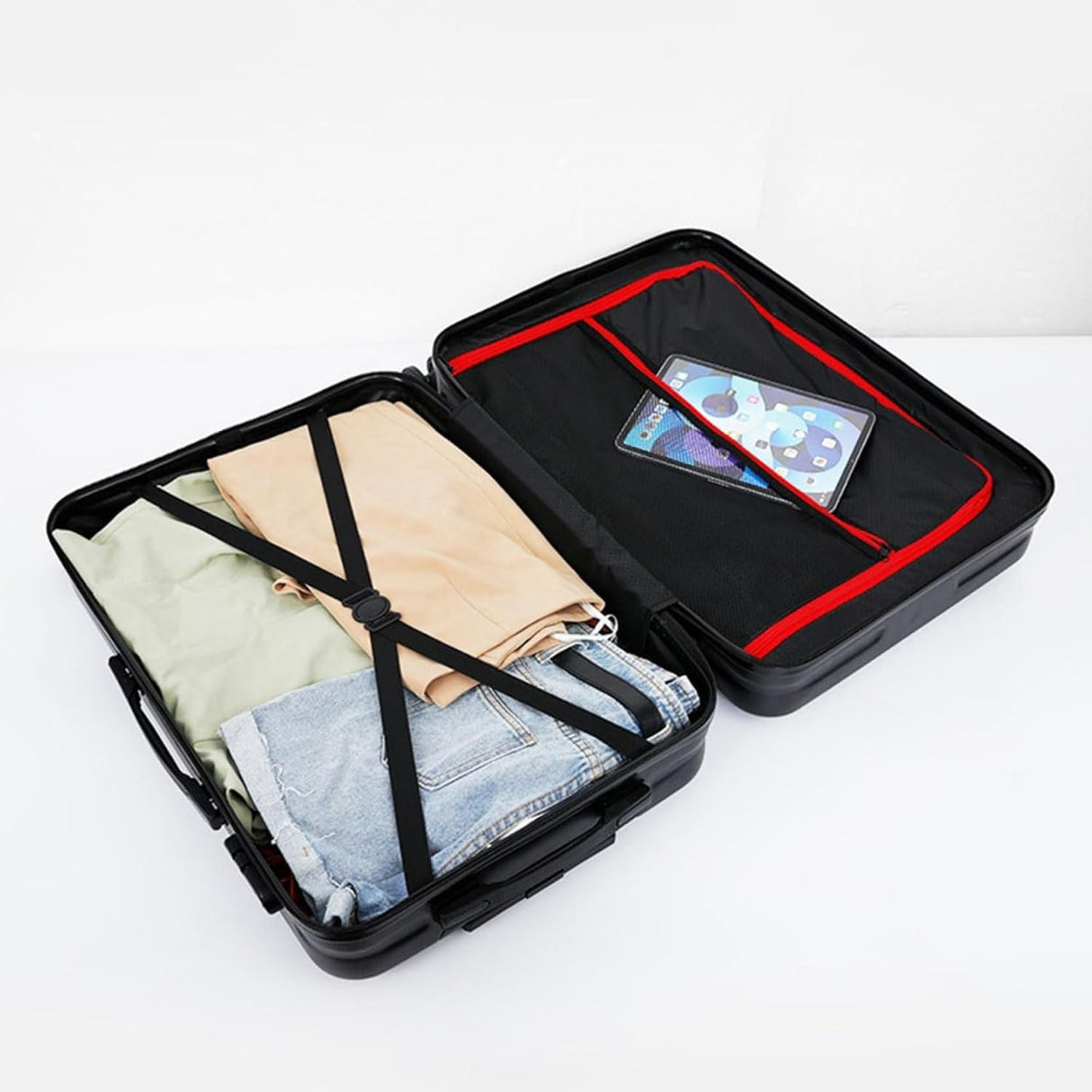 Troler de Calatorie, Vivimall, 56 x 35 x 22 cm, 4 Roti, Maner Reglabil, din ABS, cu Fermoar, Blocare cu Cod, Impermeabil, Model Astronaut, Negru - vivimall.ro