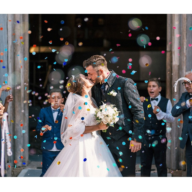 Tun de Confetti, Vivimall, Best Wishes 11 x 4 cm, Model Buline din Hartie si Folie, Albastru - vivimall.ro