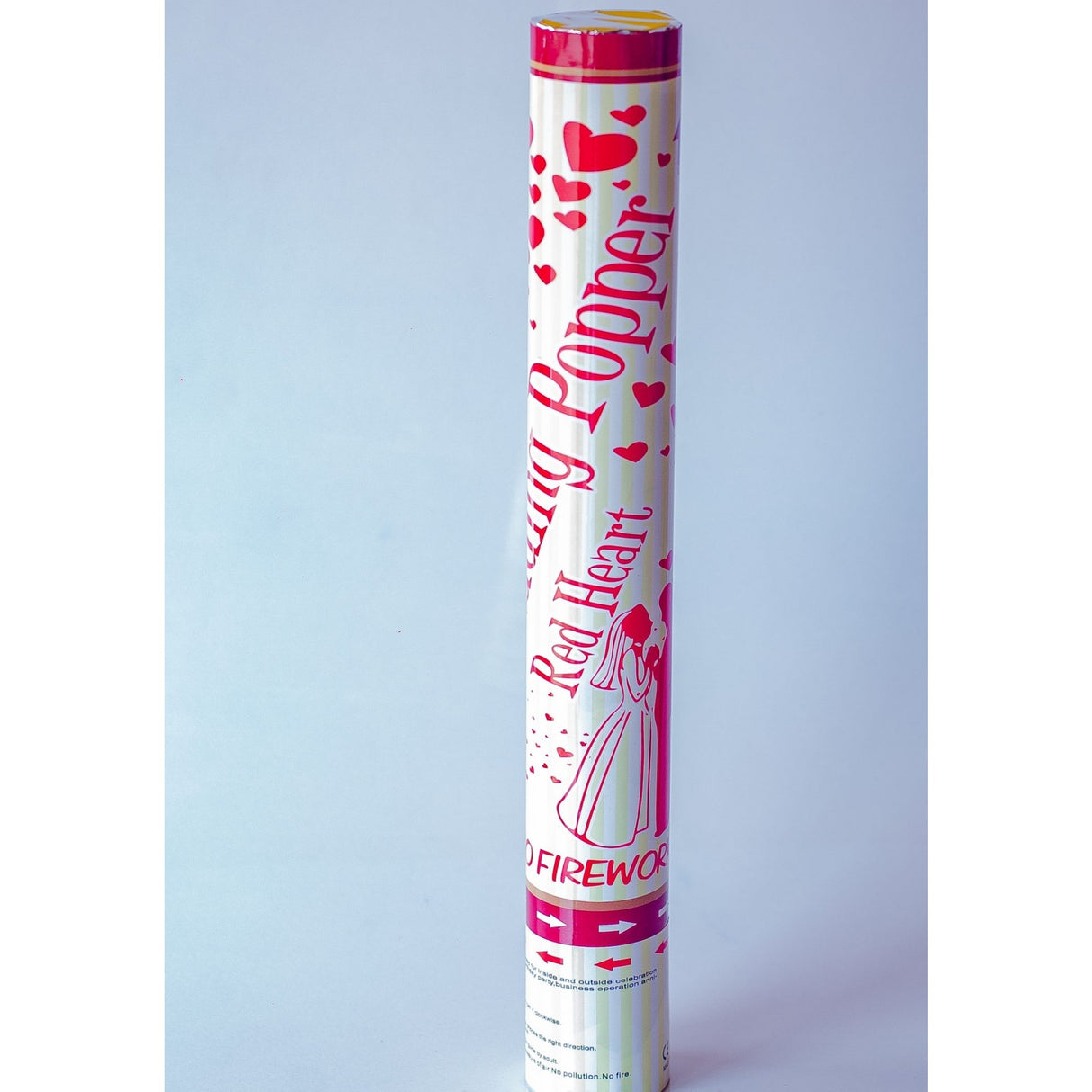 Tun Confetti, Vivimall, Model Wedding Popper Inimi, 40 cm, Ambalaj din Carton, Eliberare prin Rasucire, Rosu - vivimall.ro