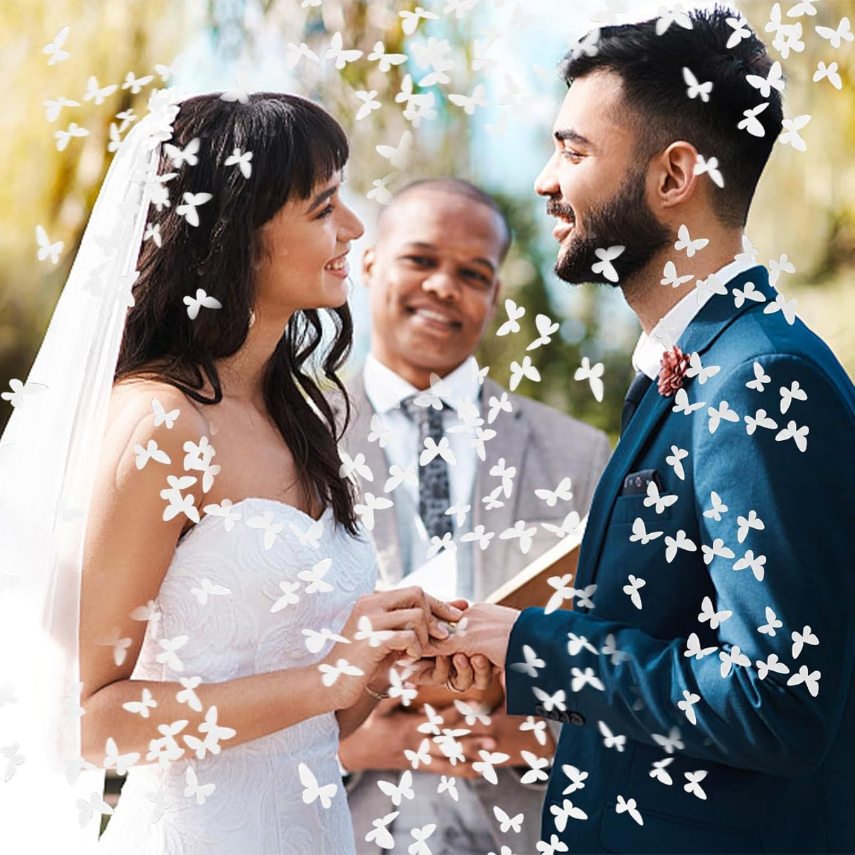 Tun de Confetti, Vivimall, Confetti Cannon 40 cm, Model Fluturi din Hartie, Alb - vivimall.ro