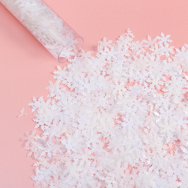 Tun de Confetti, Vivimall, 30 cm, Model Fulgi de Zapada din Hartie, Ambalaj din PET, Alb - vivimall.ro