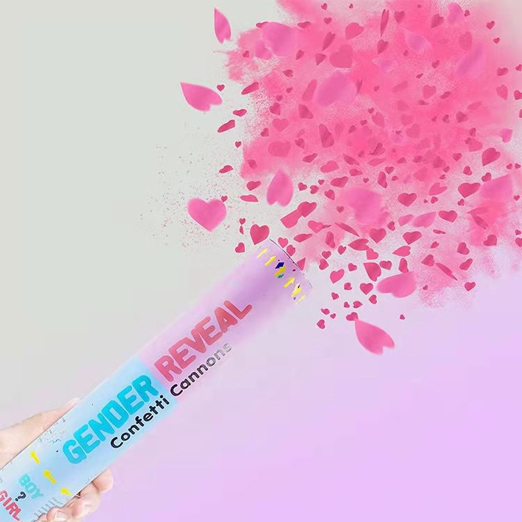 Tun Confetti, Vivimall, Model Gender Reveal, Confetti Cannons, 40 cm, Ambalaj din Carton, Eliberare prin Rasucire, Roz - vivimall.ro