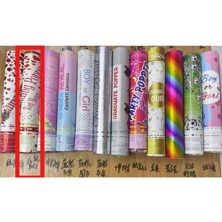 Tun Confetti, Vivimall, Model Wedding Popper Inimi, 40 cm, Ambalaj din Carton, Eliberare prin Rasucire, Rosu - vivimall.ro