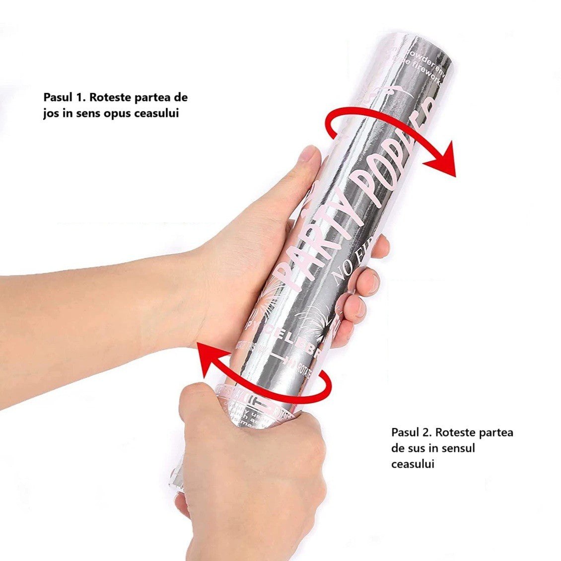 Tun Confetti Petrecere, Vivimall, Lungime 30 cm, Argintiu - vivimall.ro