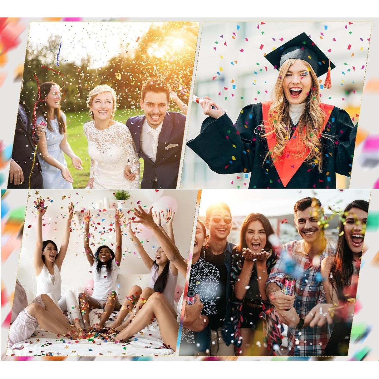 Tun de Confetti, Vivimall, Party Popper 15 cm, Model Panglici din Folie, Multicolor - vivimall.ro