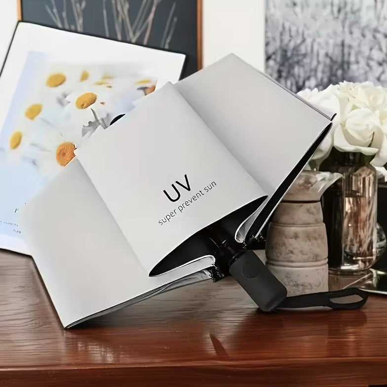 Umbrela de Ploaie Unisex, Flippy, cu Protectie UV Soare, Rezistenta la Vant si Ploaie, Pliabila, din Vinil si Otel, 96 x 67 cm, Bej deschis - vivimall.ro