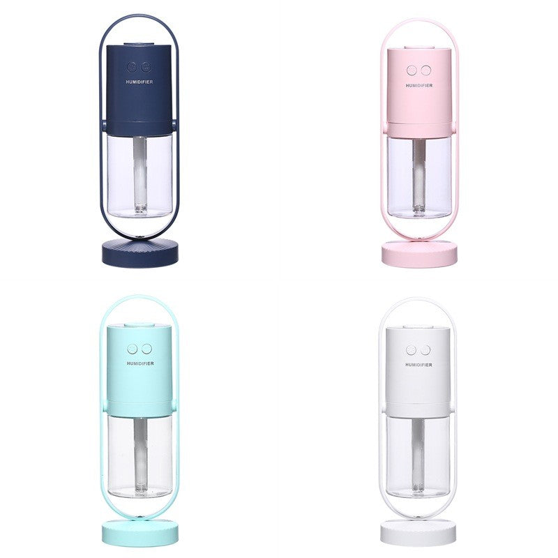 Umidificator si Purificator aer ultrasonic portabil, rezervor 200ml, LED 7 culori, rotatie 360 grade - vivimall.ro