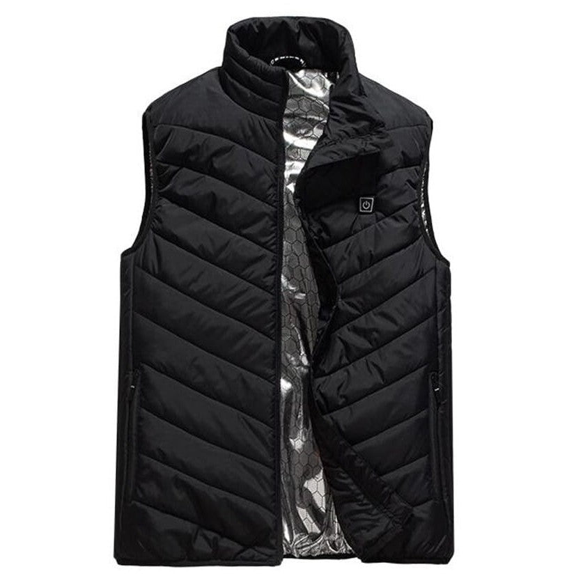 Vesta Inteligenta Incalzita, Vivimall, Unisex, 2 Zone de Incalzire, Umplutura Bumbac, 3 Trepte de Temperatura, Incarcare USB, Negru, sub 45 kg, Marime S - vivimall.ro