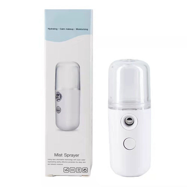 Spray De Hidratare Facialäƒ Cu Tehnologie Nano, Hidratare, Igienizare, Abur Rece, Þncäƒrcare Usb, Capacitate 30 Ml, 10Cm - vivimall.ro