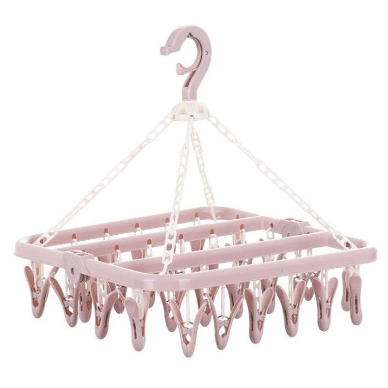 Uscator de rufe Vivimall, 32 de cleme, Plastic, Pliabil, rotire 360 grade, 32x32 cm, Roz - vivimall.ro