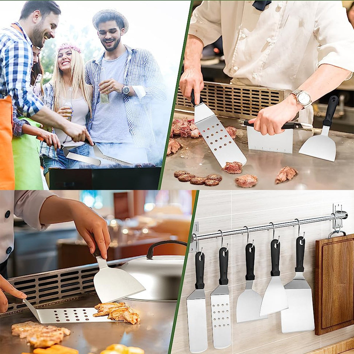 Ustensile pentru Gratar, Vivimall, Set din 17 Ustensile pentru Gratar cu Preparare de tip Plita, Ustensile din Otel Inoxidabil cu Manere din Plastic PP, cu Geanta, Negru - vivimall.ro