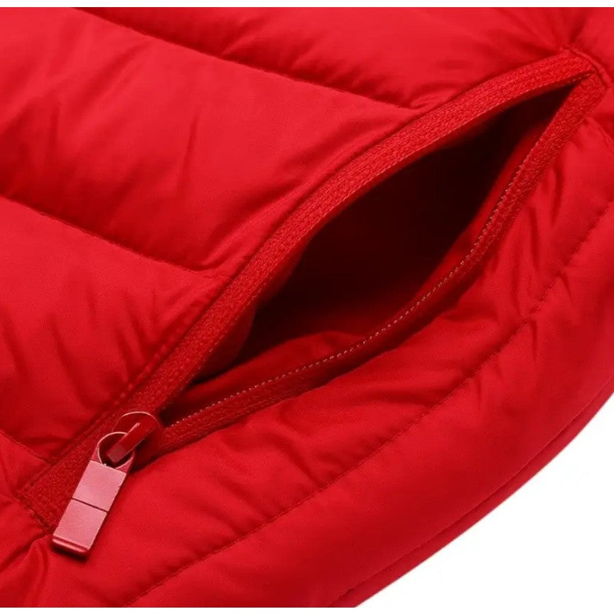 Vesta cu Incalzire, Flippy, Unisex, 2 Zone de Incalzire, Umplutura Bumbac, 3 Trepte de Temperatura, Incarcare USB, Rosu, 65 - 75 kg, Marime XXL - vivimall.ro