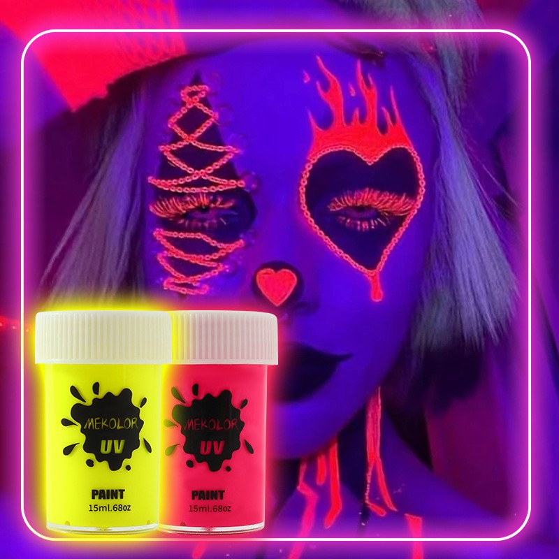 Vopsea pentru Fata si Corp, Vivimall, cu Pigment Fosforescent UV, 15 ml, Alb - vivimall.ro