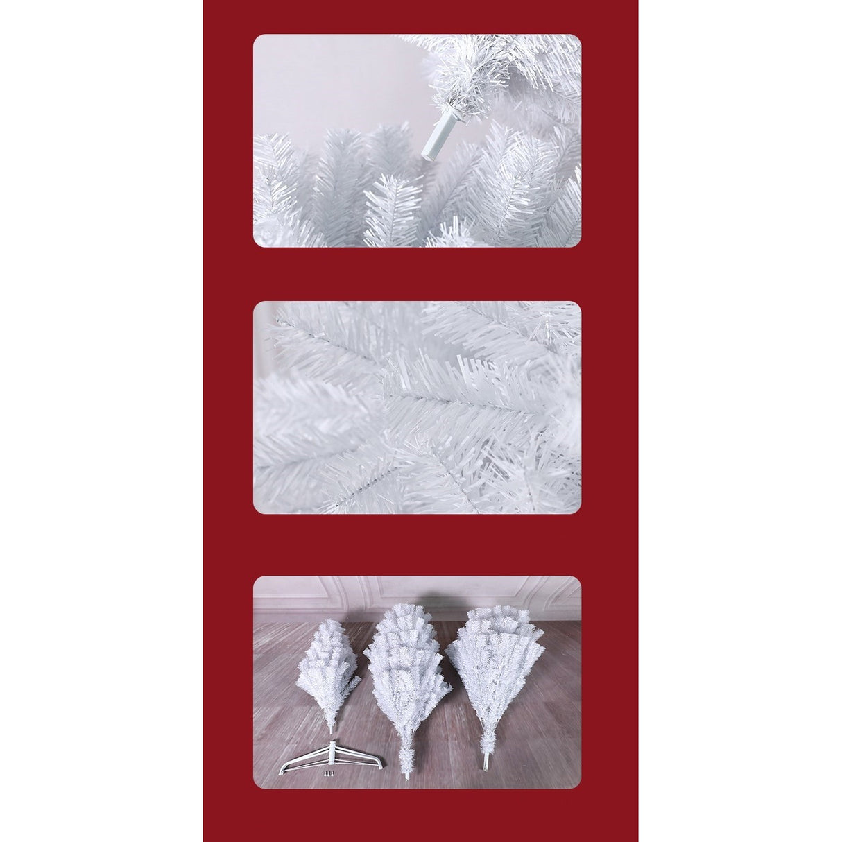 Brad de Craciun artificial cu suport inclus Vivimall, 180 cm, 600 ramuri/varfuri, material plastic, suport clasic, fara iluminare, utilizat pentru interior/exterior, alb - vivimall.ro