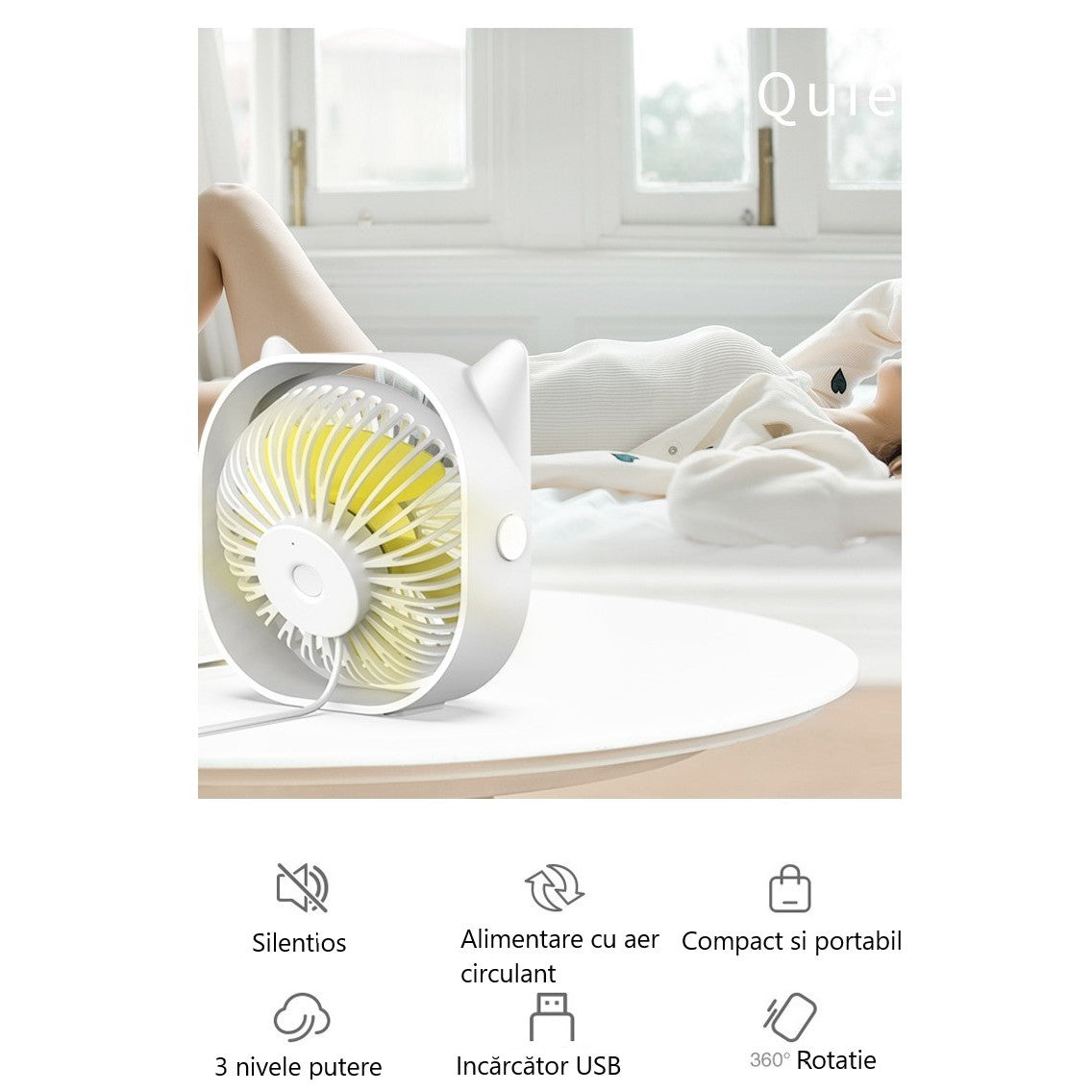 Mini ventilator birou USB | DeskBreeze - vivimall.ro