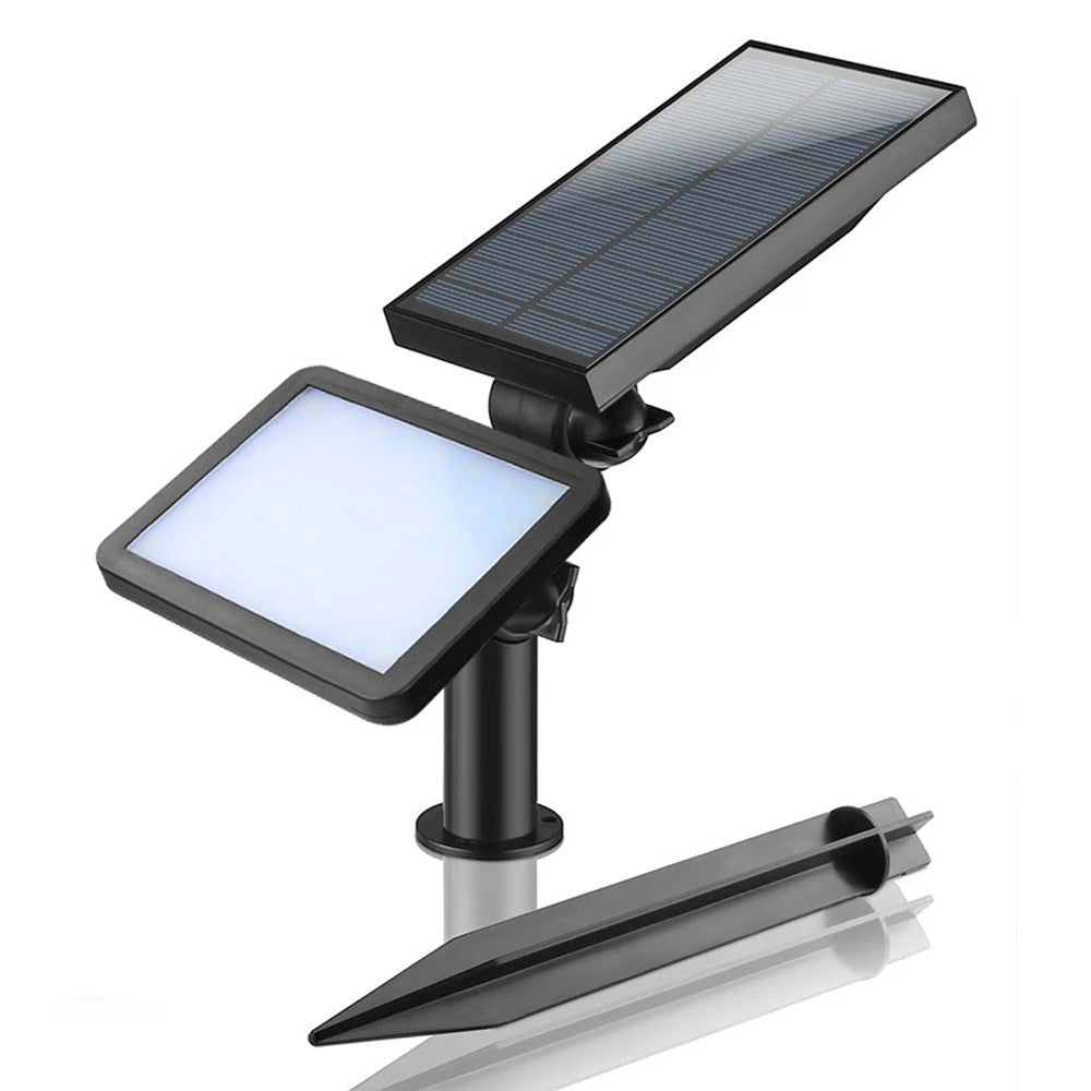 Lampa solara pentru terasa/gradina 48 de LED-uri Vivimall, cu 2 moduri de fixare, senzor de lumina, IP44, material ABS, 5W, 80 lm, 26.5 cm x 14 cm, Alb Rece - vivimall.ro