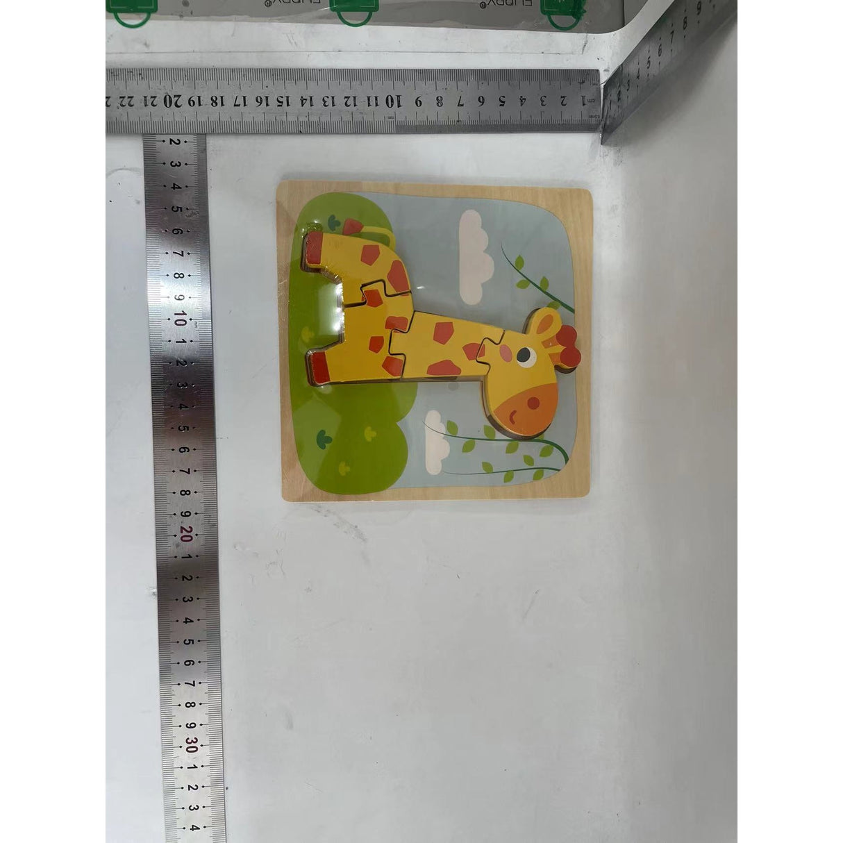 Puzzle Montessori din Lemn pentru Copii, Vivimall, 3D, 0-3 Ani, Model Girafa, Educativ, Intuitiv, Creativ, 4 Piese, 15x15x0.5 cm, Multicolor - vivimall.ro