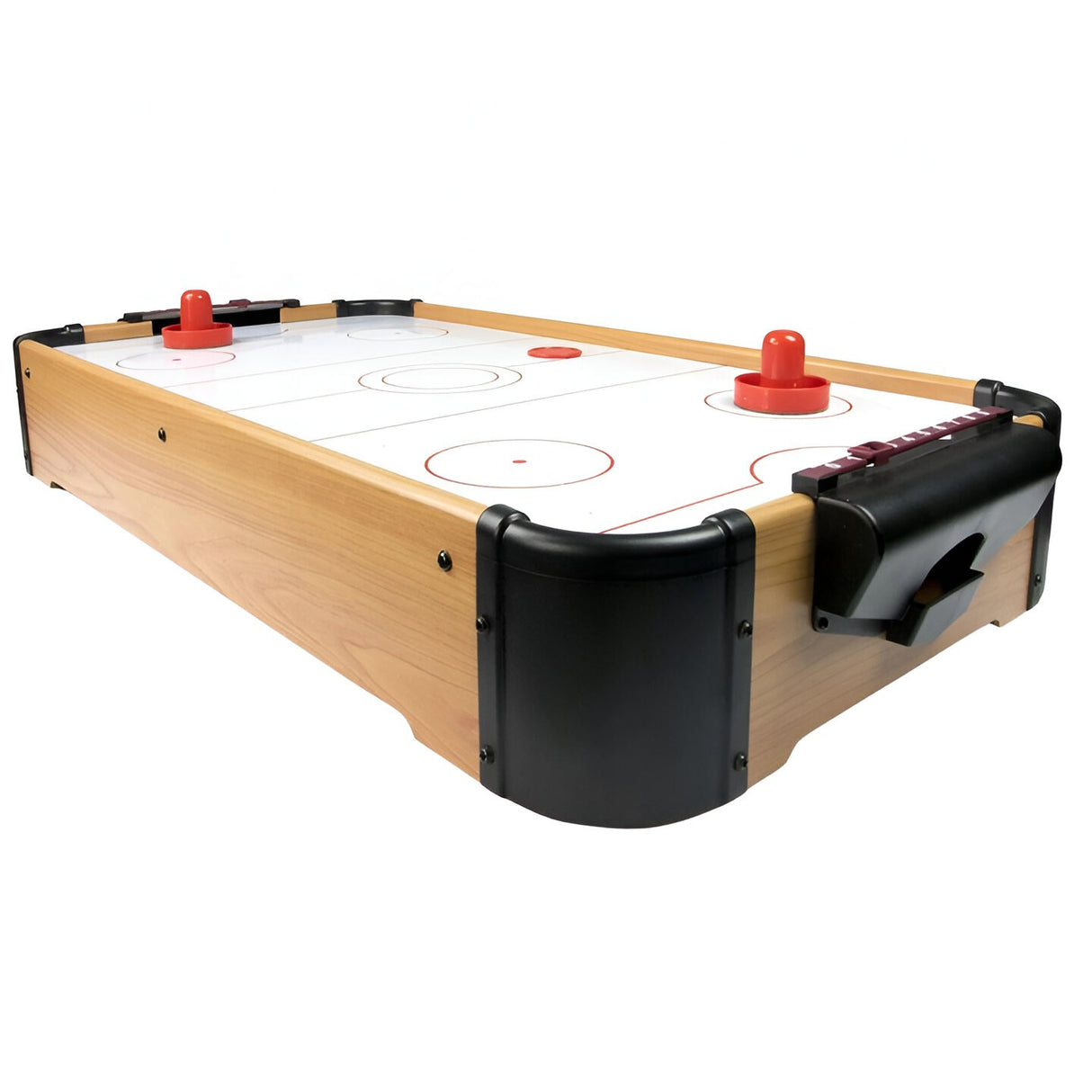 Masa Air Hockey Graffiti fara Picioare, Vivimall, Lemn, 2 Pucuri, Tabela Scor, 2 Impingatoare, 76x38x9 cm, Maro - vivimall.ro