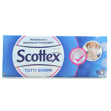 Bucăți de Hârtie SCOTTEX FAZZOLETTI TUTTI I GIORNI 4 VELI 10 PACCHETTI - Confortul zilnic