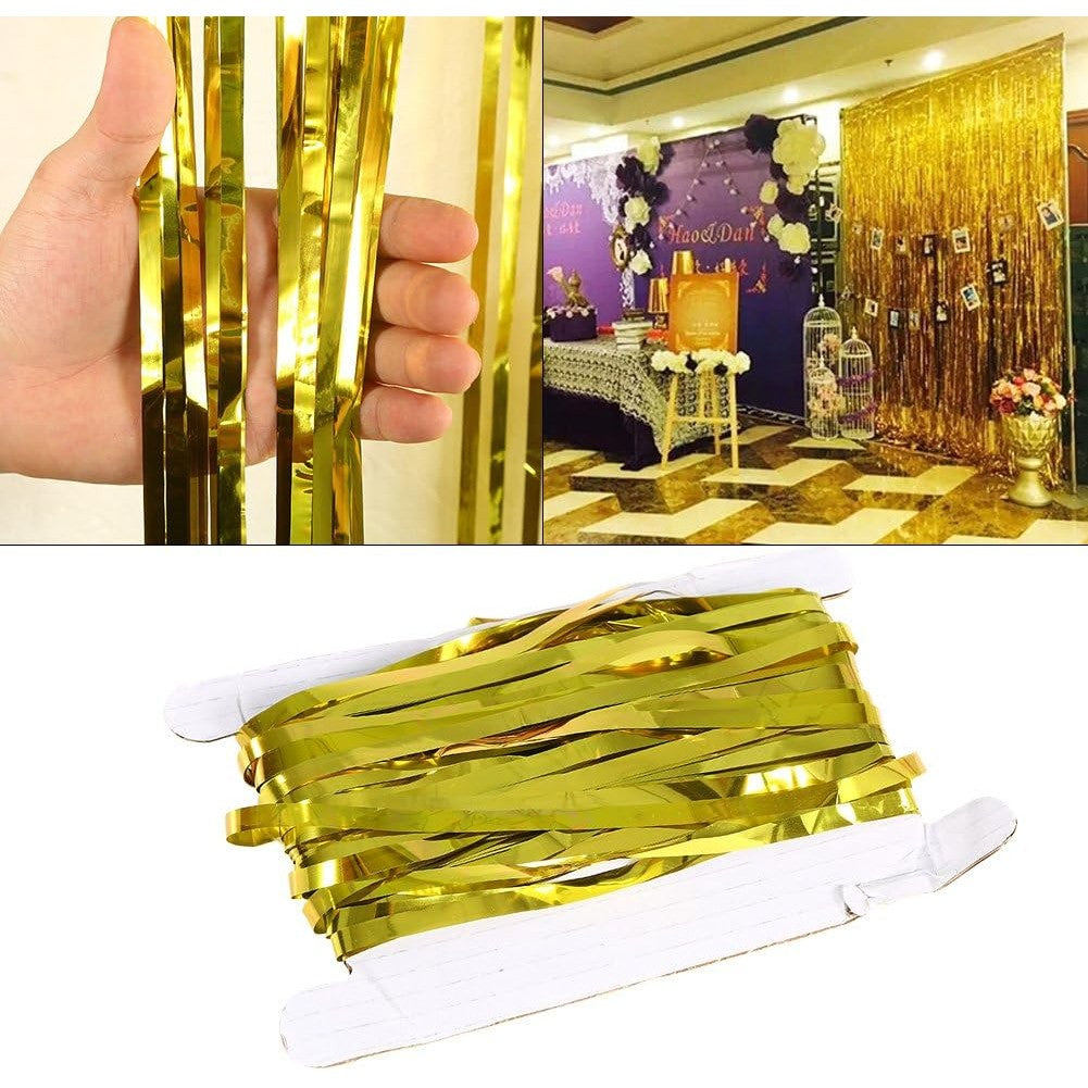 Perdea Franjurata, Vivimall, Model Decor Petrecere, pentru Fundal de Poze, Amenajare Colorata a Petrecerii, Dimensiune 100x200 cm, Gold - vivimall.ro