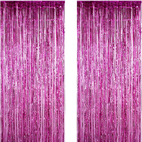 Perdea Franjurata, Vivimall, Model Decor Petrecere, pentru Fundal de Poze, Amenajare Colorata a Petrecerii, Dimensiune 100x200 cm, Roz Inchis - vivimall.ro