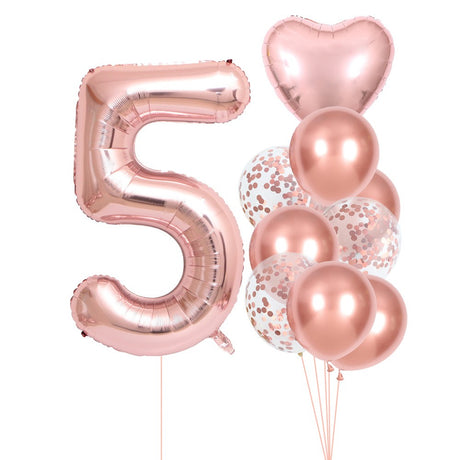 Set 10 Baloane Aniversare 5 Roz Pal | CuteParty 6 - vivimall.ro