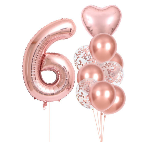 Set 10 Baloane Aniversare 6 Roz Pal | CuteParty 5 - vivimall.ro