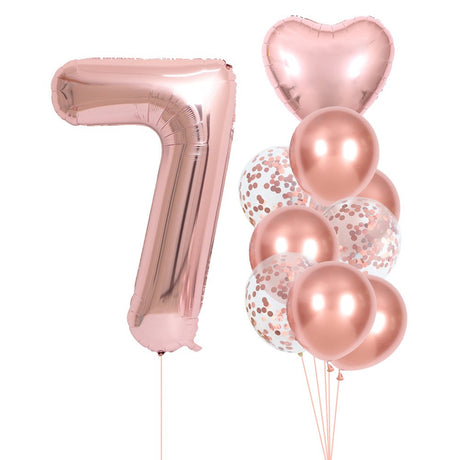 Set 10 Baloane Aniversare 7 Roz Pal | CuteParty 4 - vivimall.ro