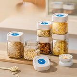 Borcan din Sticla de Inalta Calitate, Vivimall, Capac Ermetic, Uz Casnic, Depozitarea Condimentelor sau a Alimentelor Umede si Uscate, 1000 mL, 10x10x15.5 cm, Alb - vivimall.ro