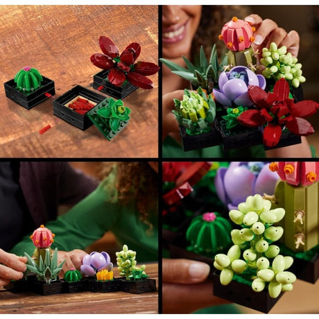 Set de Constructie Ghivece de Flori Suculente, Vivimall, Ornament Creativ, 771 de Piese, Multiple Variante de Asamblare, Multicolor - vivimall.ro