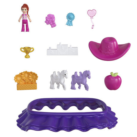 POLLY POCKET SET GENTUTA ANIMALUT PONEI LA RODEO CU ACCESORII