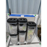 Cutii de Depozitare Alimente, Vivimall, Set din 10 Cutii de tip Container, Recipiente pentru Cereale in Bucatarie,  Transparente cu Capac Negru - vivimall.ro