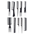 Set piepteni profesionali pentru coafat, Flippy, 10 bucati, PP + Otel inoxidabil, 18,5–22 cm, Rezistenti la caldura, Negru - vivimall.ro