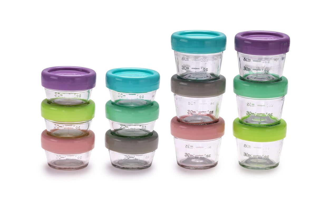 SET 12 RECIPIENT STICLA PENTRU HRANA BEBE, MELII, 6*59 ML + 6*118 ML