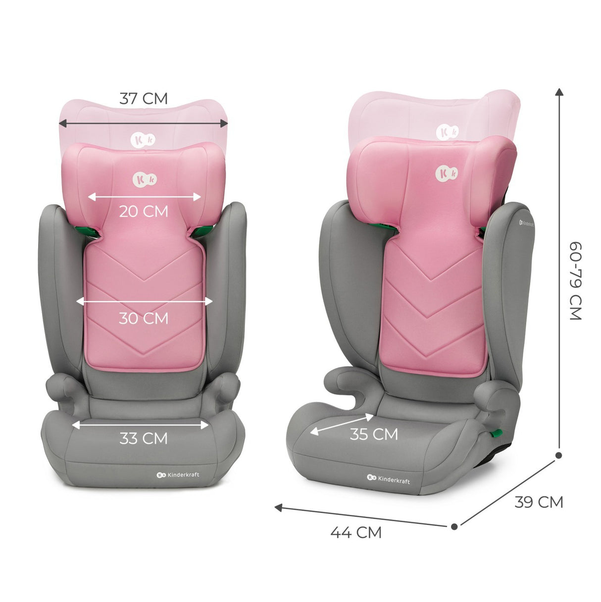 SCAUN AUTO KINDERKRAFT I-SPARK, I-SIZE 100-150 CM, PINK