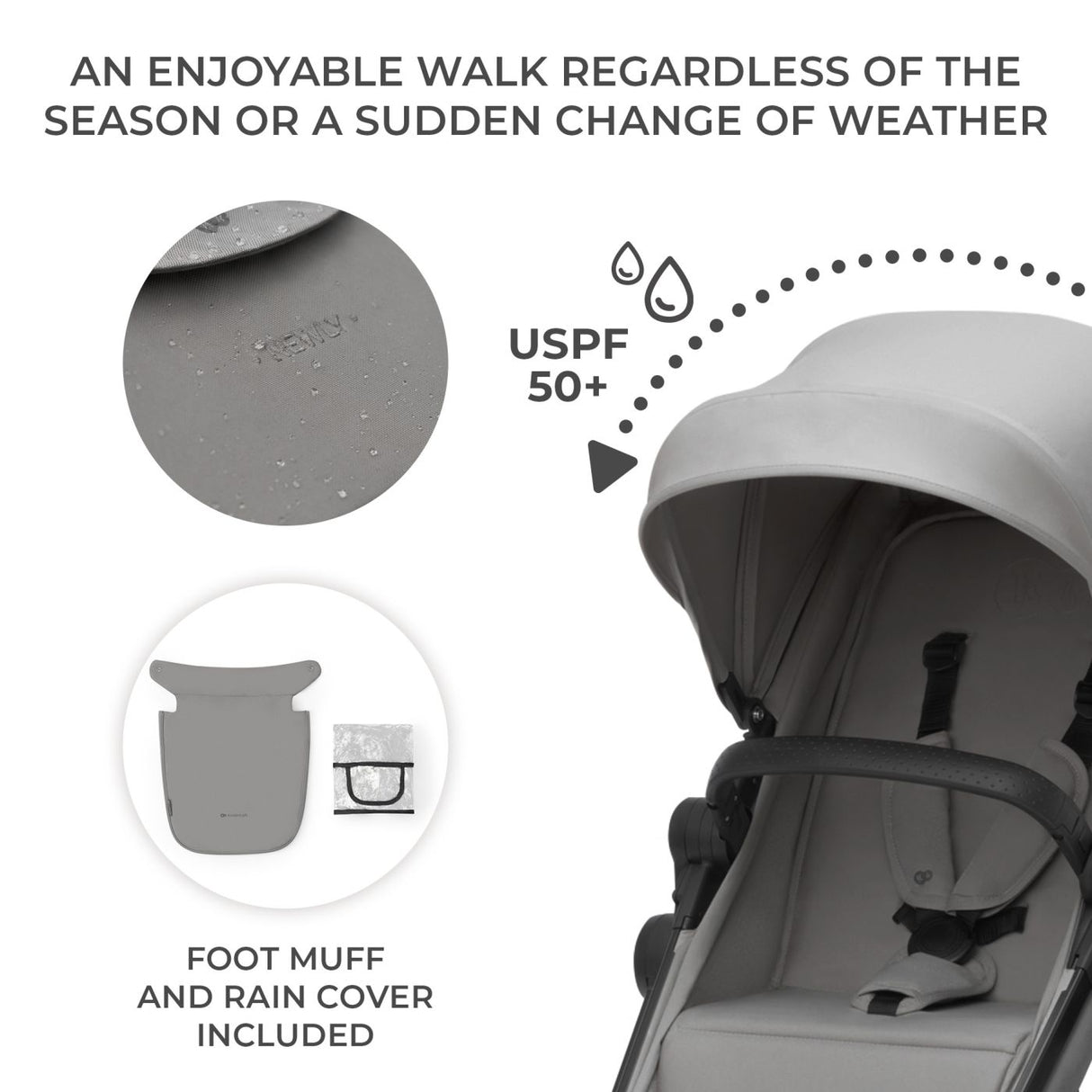 CARUCIOR KINDERKRAFT NEWLY, 3 IN 1, LIGHT GREY