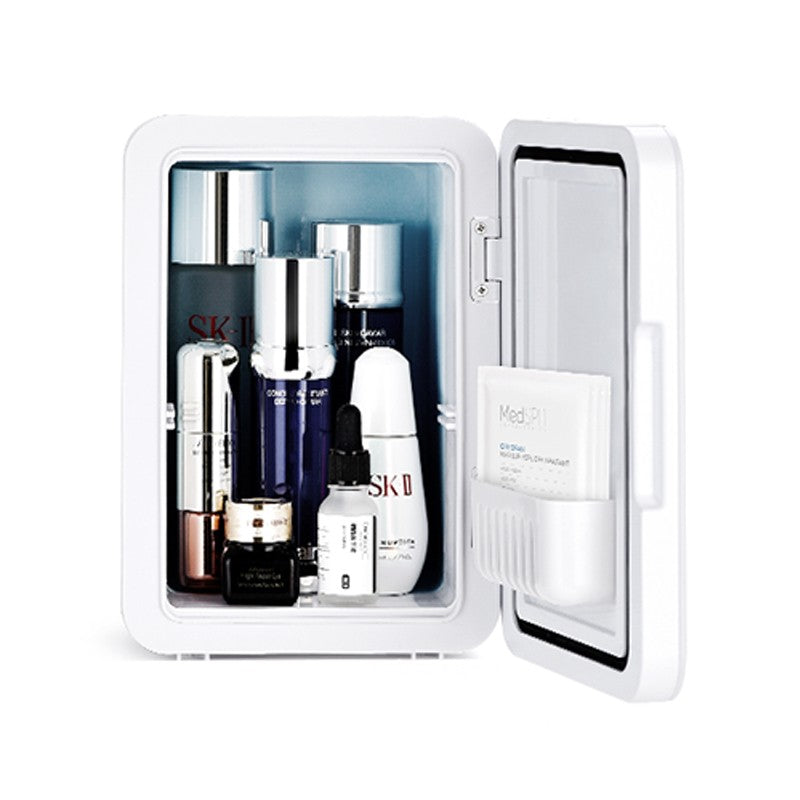 Mini frigider cosmetice, Vivimall, dubla functie de incalzire/racire, portabil, 12L, alb - vivimall.ro