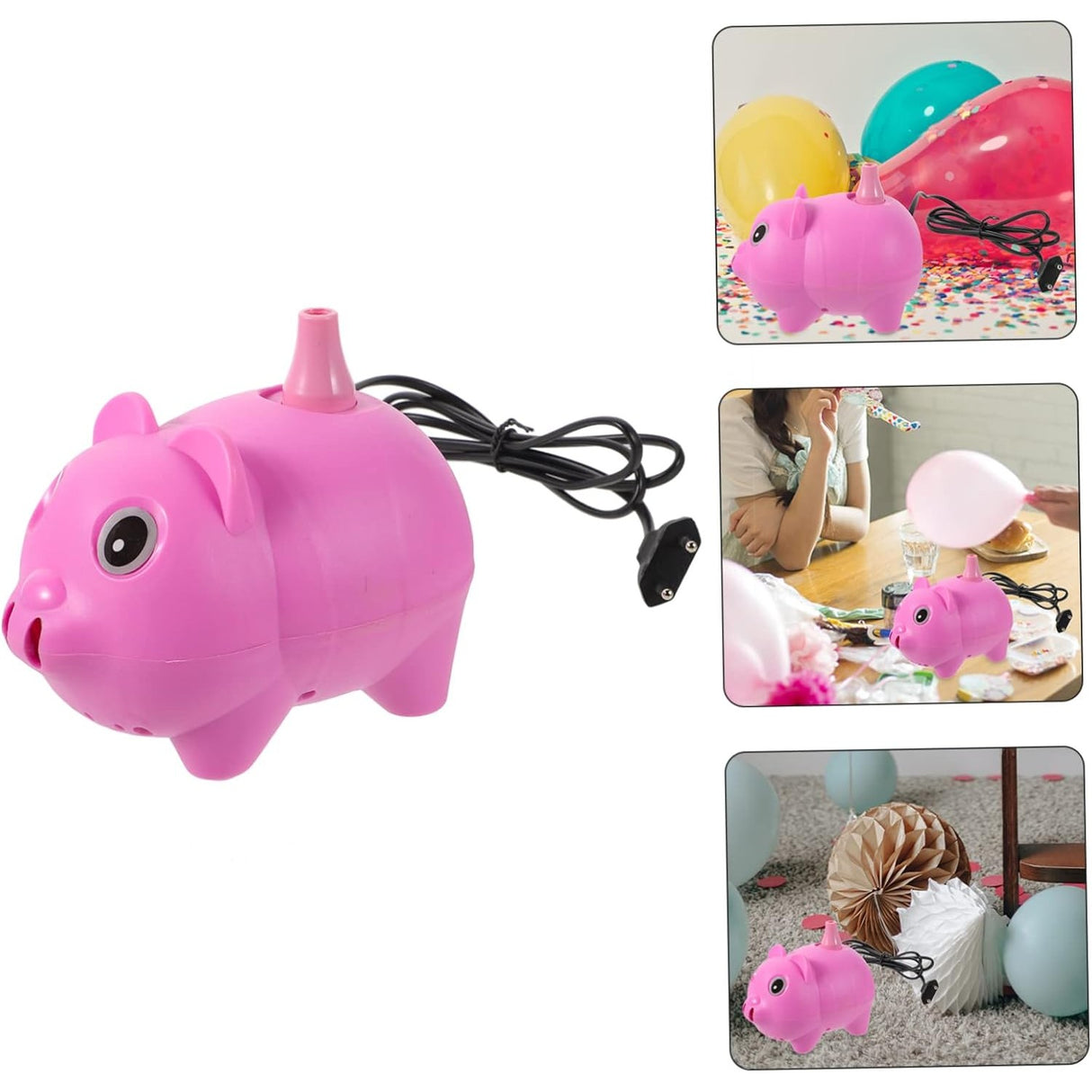 Pompa Electrica Pentru Umflat Baloane, 380 W, din Plastic, Model Porc, Roz - vivimall.ro